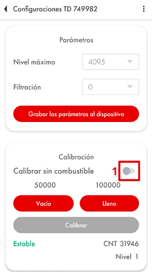 Apagar la opción de calibrar sin líquido
