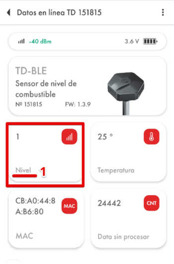 Opción Convertir en litros apagada