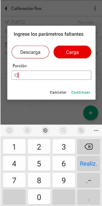 Reanudación de la calibración fina